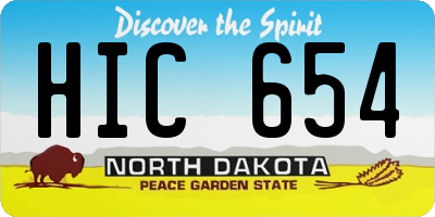ND license plate HIC654