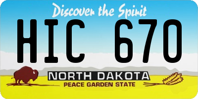 ND license plate HIC670