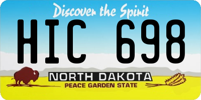 ND license plate HIC698