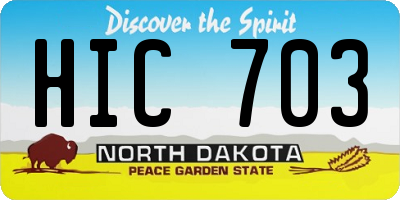 ND license plate HIC703