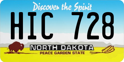 ND license plate HIC728