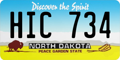 ND license plate HIC734