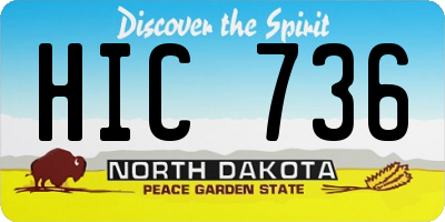 ND license plate HIC736