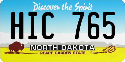 ND license plate HIC765
