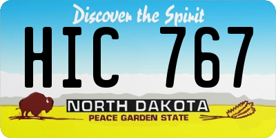 ND license plate HIC767