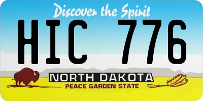 ND license plate HIC776