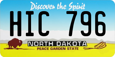 ND license plate HIC796