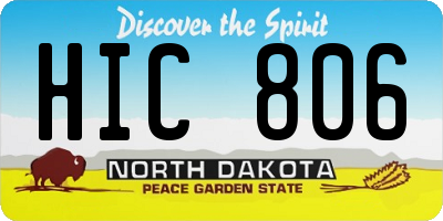ND license plate HIC806