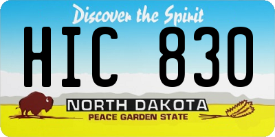ND license plate HIC830