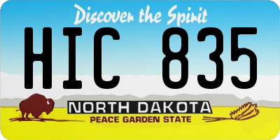 ND license plate HIC835