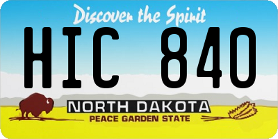 ND license plate HIC840