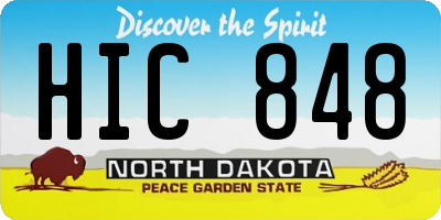 ND license plate HIC848
