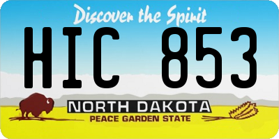 ND license plate HIC853