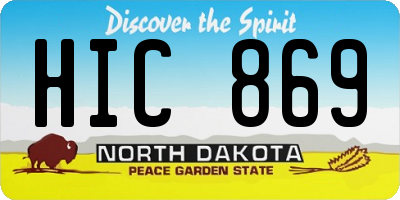 ND license plate HIC869