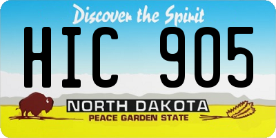 ND license plate HIC905
