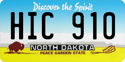 ND license plate HIC910