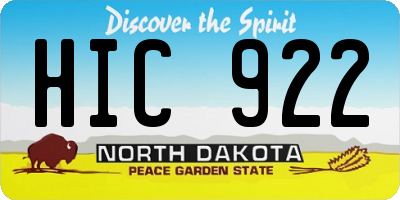 ND license plate HIC922