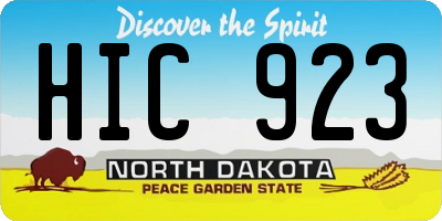 ND license plate HIC923