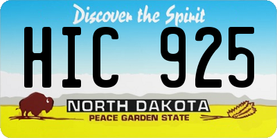 ND license plate HIC925