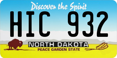 ND license plate HIC932