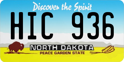 ND license plate HIC936