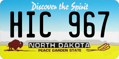 ND license plate HIC967