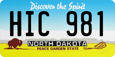 ND license plate HIC981