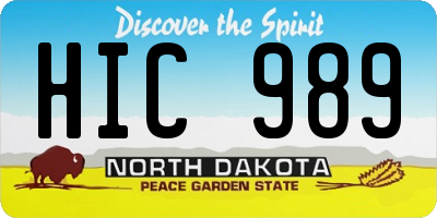 ND license plate HIC989