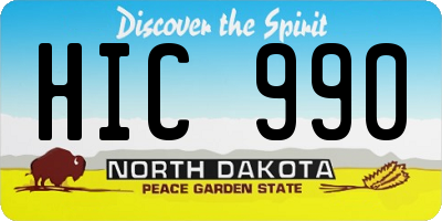 ND license plate HIC990