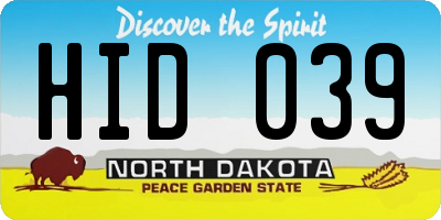 ND license plate HID039