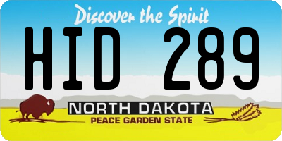 ND license plate HID289
