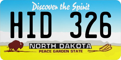ND license plate HID326