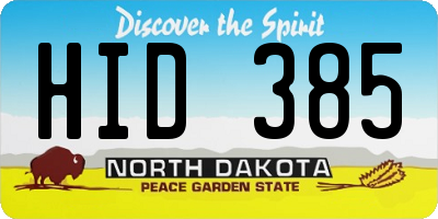 ND license plate HID385