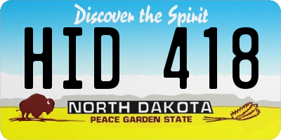 ND license plate HID418