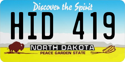 ND license plate HID419