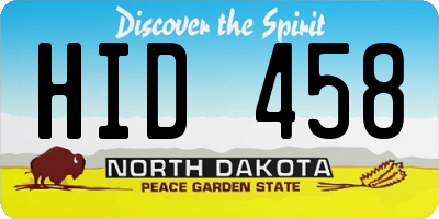 ND license plate HID458