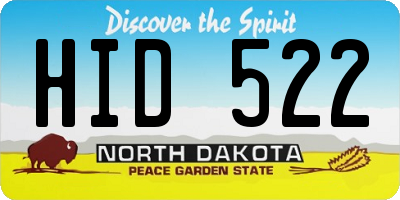 ND license plate HID522