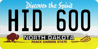 ND license plate HID600