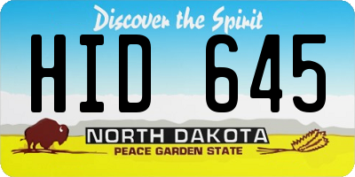 ND license plate HID645