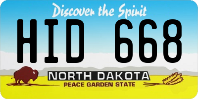 ND license plate HID668