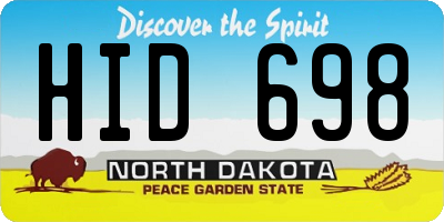 ND license plate HID698