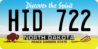 ND license plate HID722