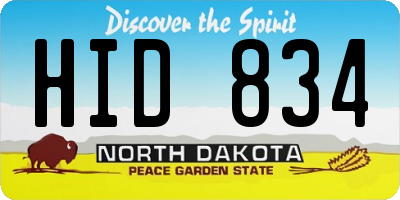 ND license plate HID834