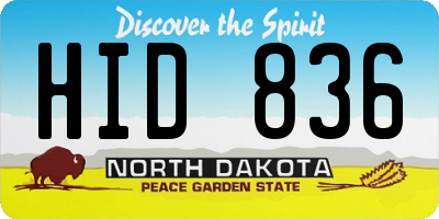 ND license plate HID836
