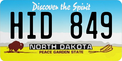 ND license plate HID849