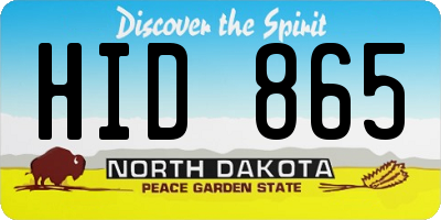 ND license plate HID865