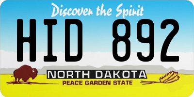 ND license plate HID892