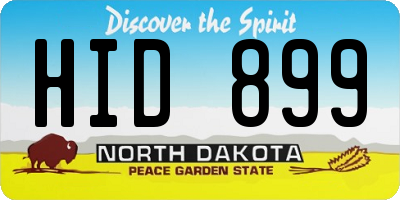ND license plate HID899