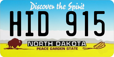 ND license plate HID915
