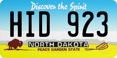 ND license plate HID923